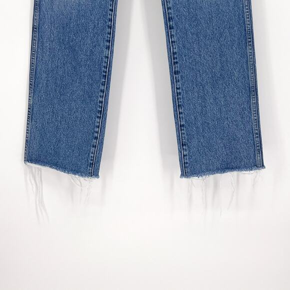 GRLFRND The Sara Distressed Straight Jeans Women’s Size 24 Rambla Blue - Picture 4 of 10